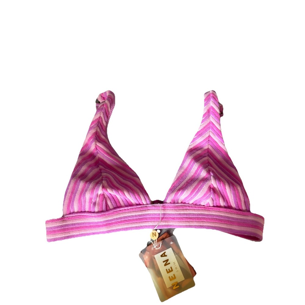 Neena Swim Womens Triangle Bikini‎ Top Size M Retro Pink Purple Festival Summer